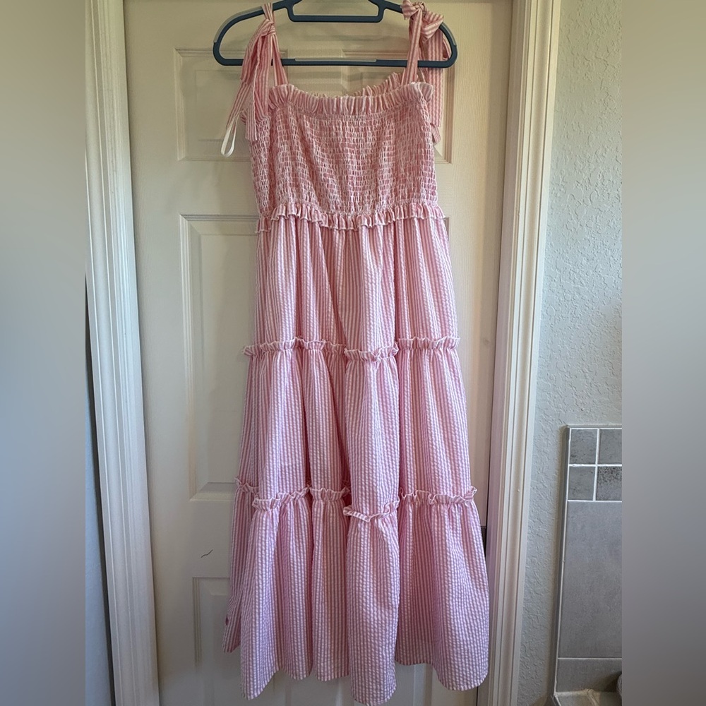 Simply Southern Pink Gingham Tiered Dress